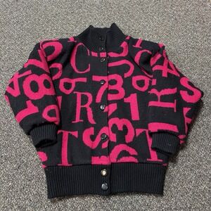 Vintage Obscure Number Jacket 1990s Black Rare Design IB sport Pink Button Up Sm